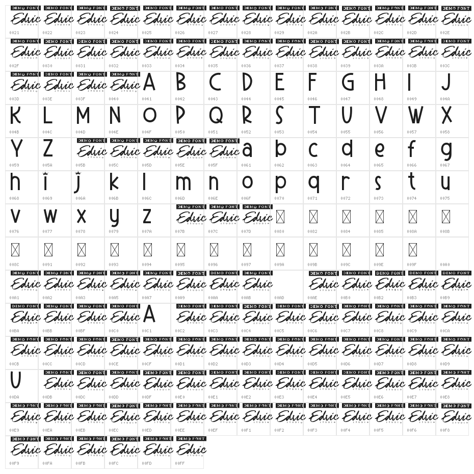 Clock Crown Demo Character Map