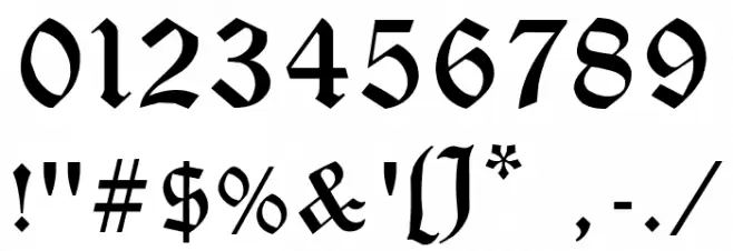 Cloister Black Light Font OTHER CHARS