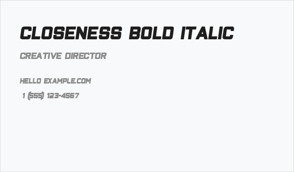 Closeness Bold Italic Business Card