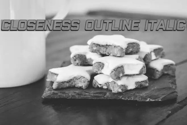 Closeness Outline Italic Font examples
