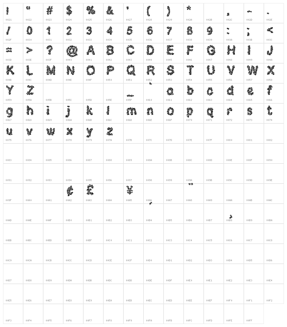 Clouds of Hope LSF Character Map