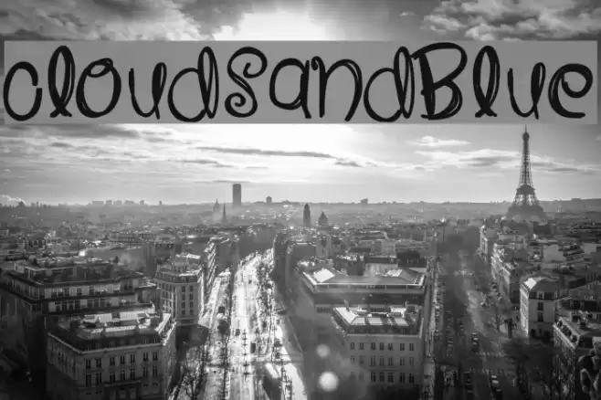 CloudsAndBlue Font examples