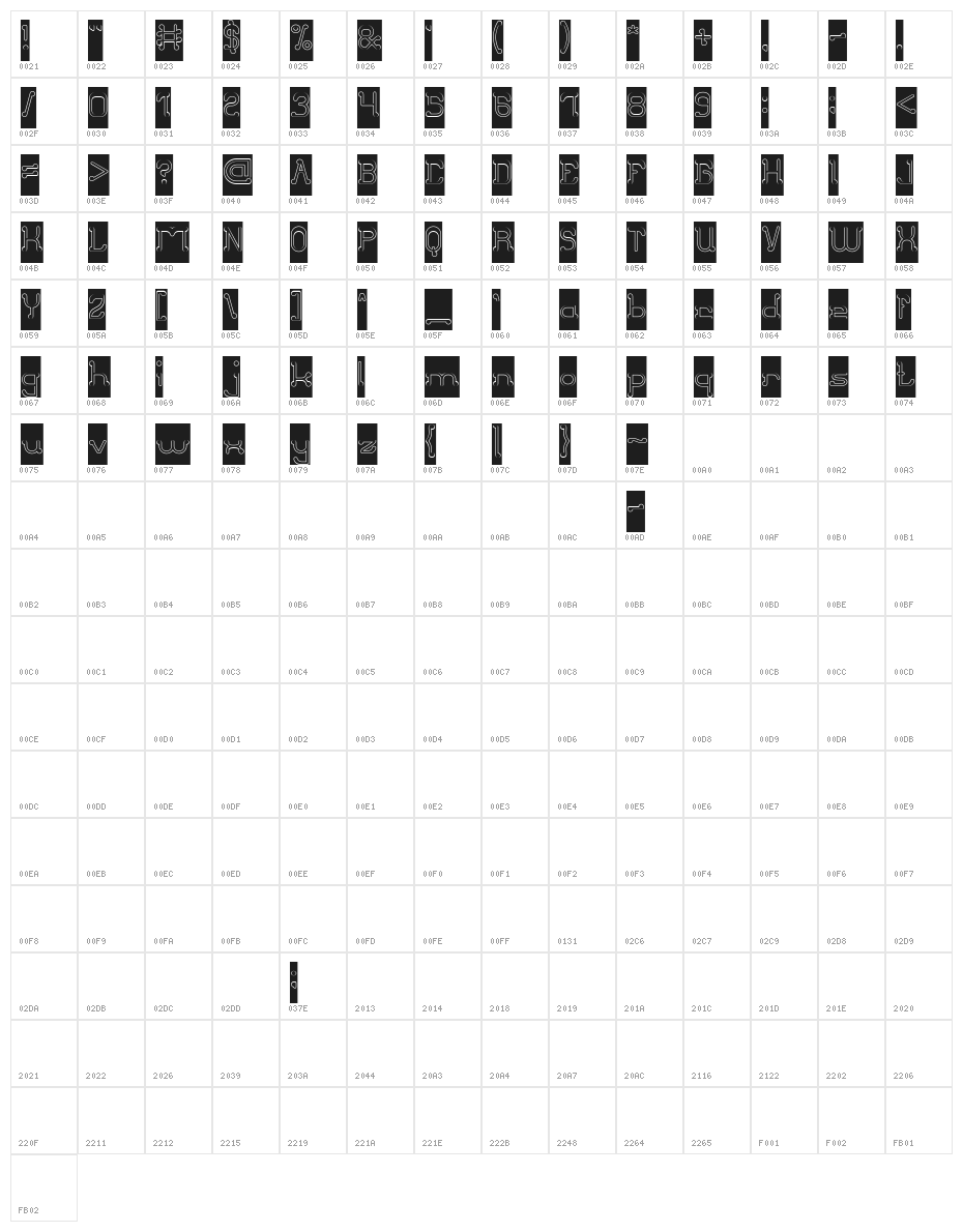 Club Golf-Hollow-Inverse Character Map