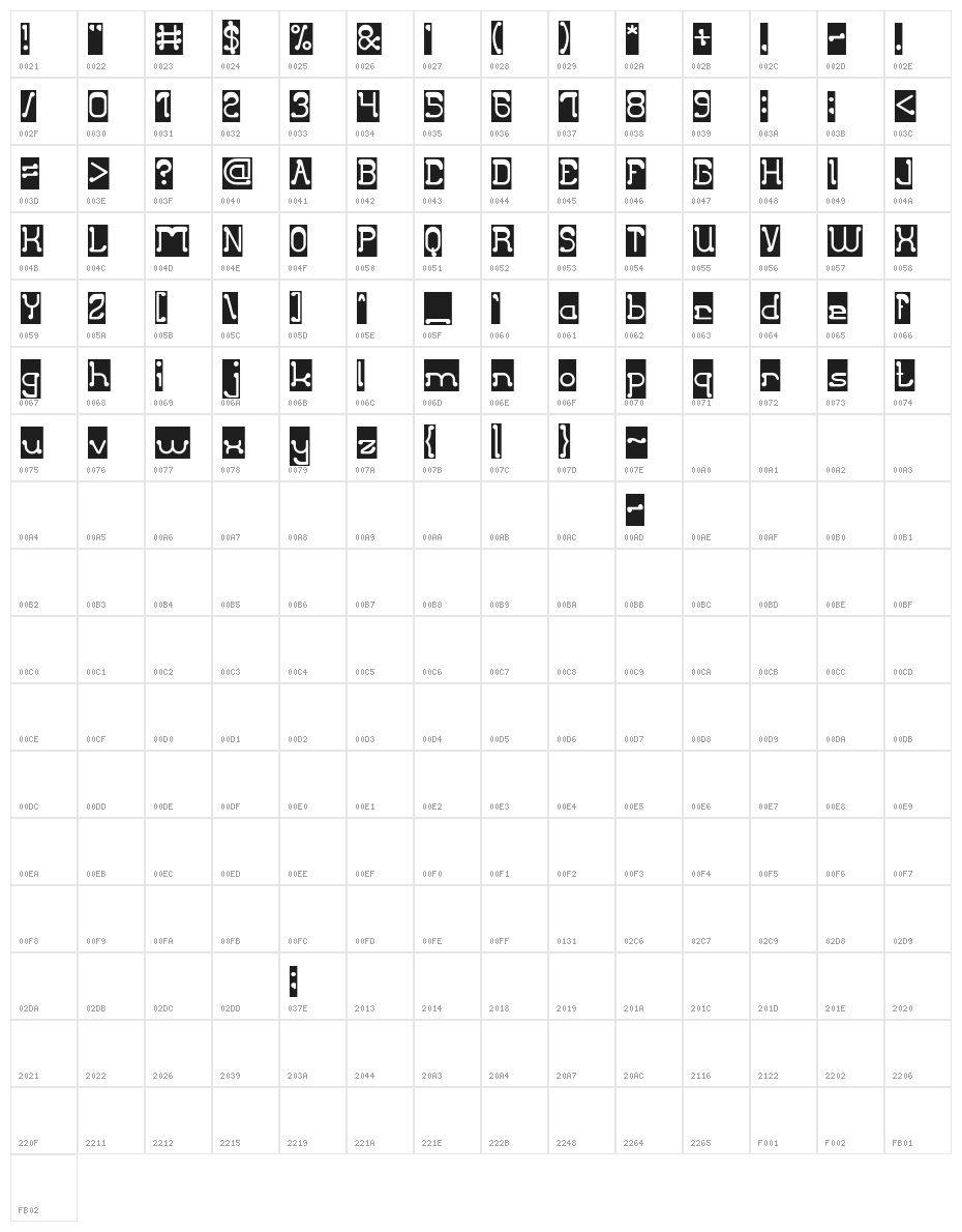 Club Golf-Inverse Character Map