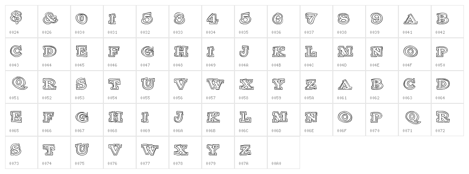 ClubSport Character Map