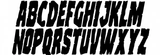Clubber Lang Condensed Italic Schriftart Kleinbuchstaben