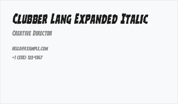 Clubber Lang Expanded Italic Business Card