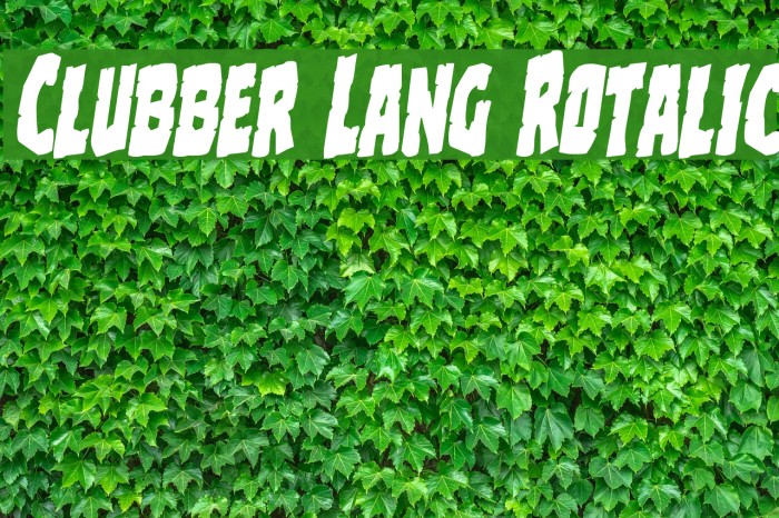 Clubber Lang Rotalic Font examples