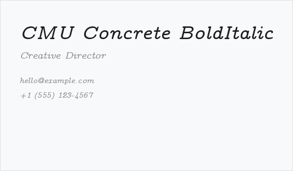 CMU Concrete BoldItalic Business Card