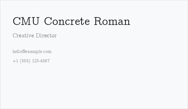CMU Concrete Roman Business Card