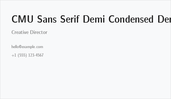CMU Sans Serif Demi Condensed DemiCondensed Business Card