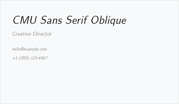 CMU Sans Serif Oblique Business Card