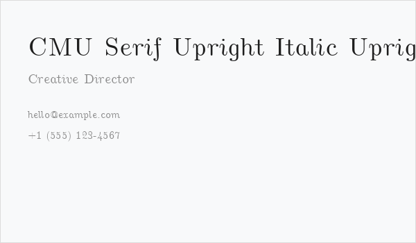 CMU Serif Upright Italic UprightItalic Business Card