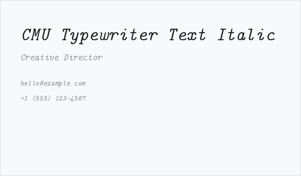 CMU Typewriter Text Italic Business Card
