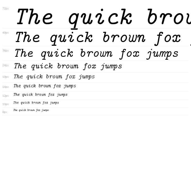 CMU Typewriter Text Italic Waterfall