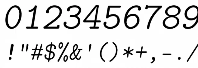 CMU Typewriter Text LightOblique Font OTHER CHARS