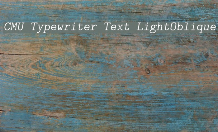CMU Typewriter Text LightOblique Font examples