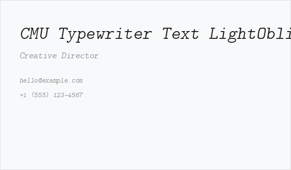 CMU Typewriter Text LightOblique Business Card
