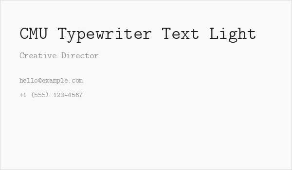 CMU Typewriter Text Light Business Card