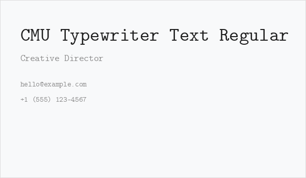 CMU Typewriter Text Regular Business Card