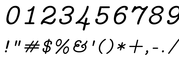 CMU Typewriter Text Variable Width Italic Polices AUTRES CHARS