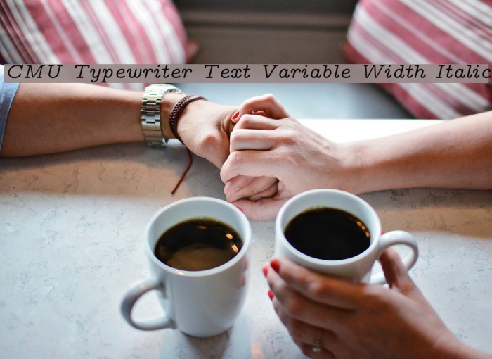 CMU Typewriter Text Variable Width Italic Polices examples