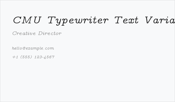 CMU Typewriter Text Variable Width Italic Business Card