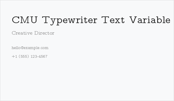 CMU Typewriter Text Variable Width Medium Business Card
