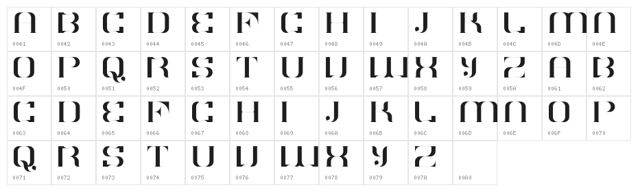 COBRE UNIQUE Character Map