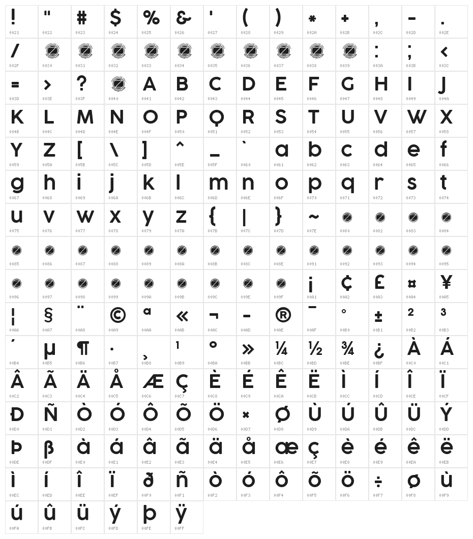 COCOGOOSE DemiBold Character Map