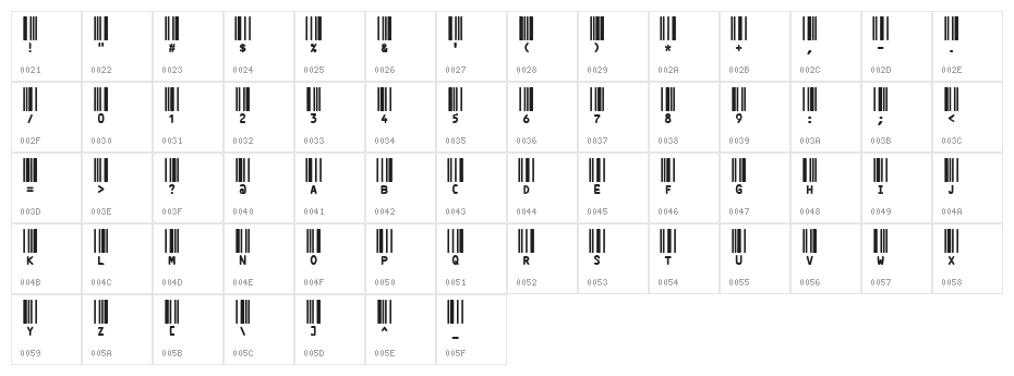 CODE3X R Character Map