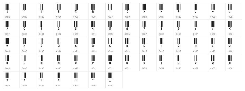 CODE3X Character Map