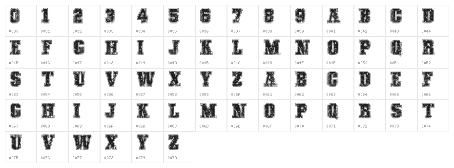COLLEGE FREAKS DISTORTED DEMO Character Map