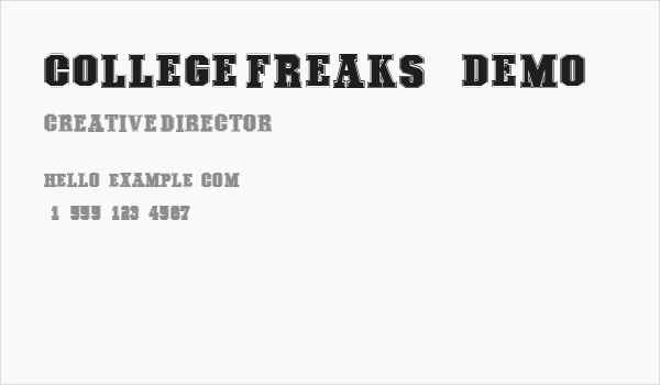 COLLEGE FREAKS - Demo Business Card