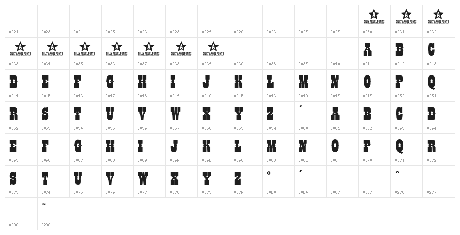 COLTFONT Character Map