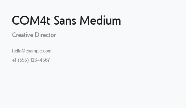 COM4t Sans Medium Business Card