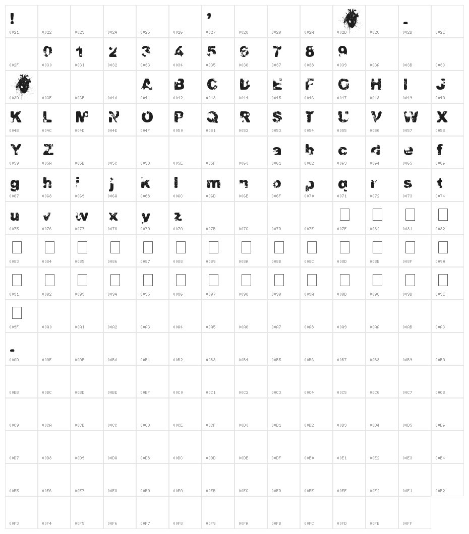 CONDEMNATION  Character Map