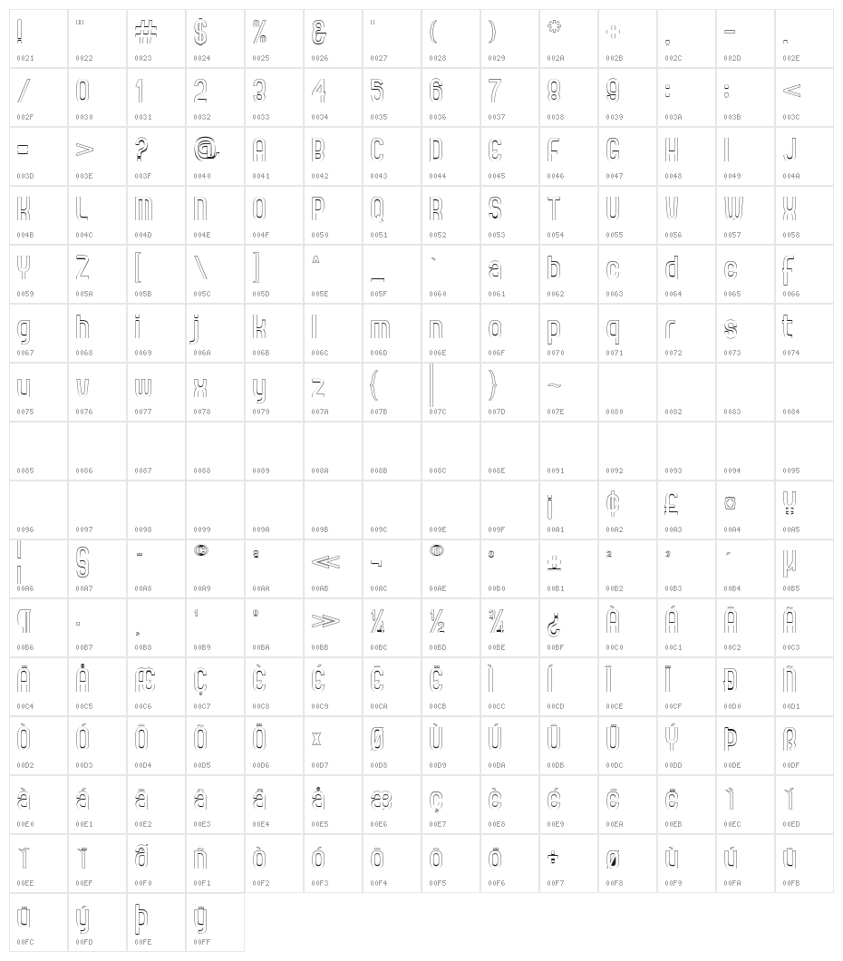 CORRALINE LINE Character Map