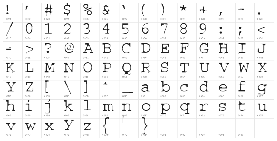 COURIERTXT Character Map