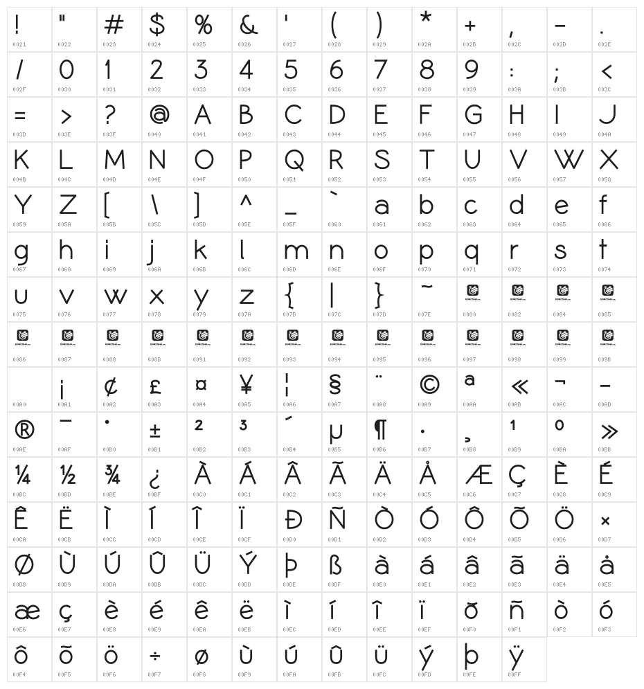 Coamei Bold Character Map