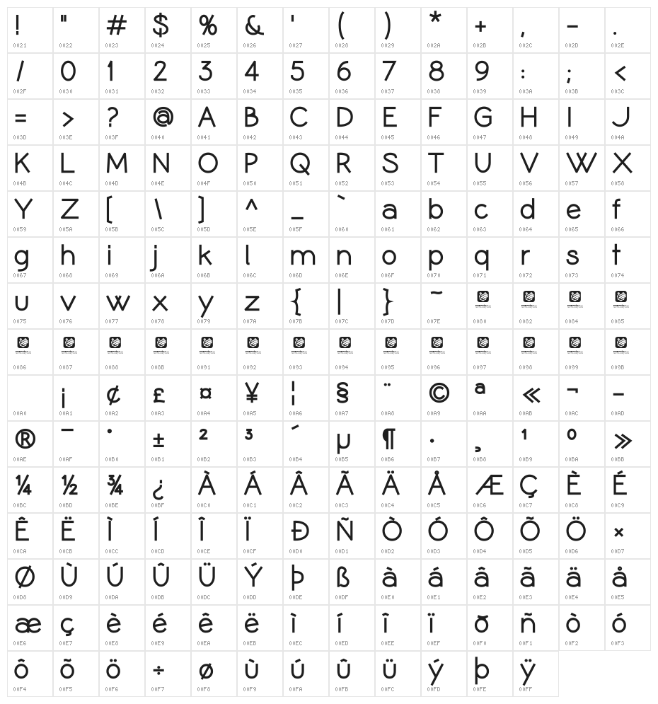Coamei Extra-Bold Character Map