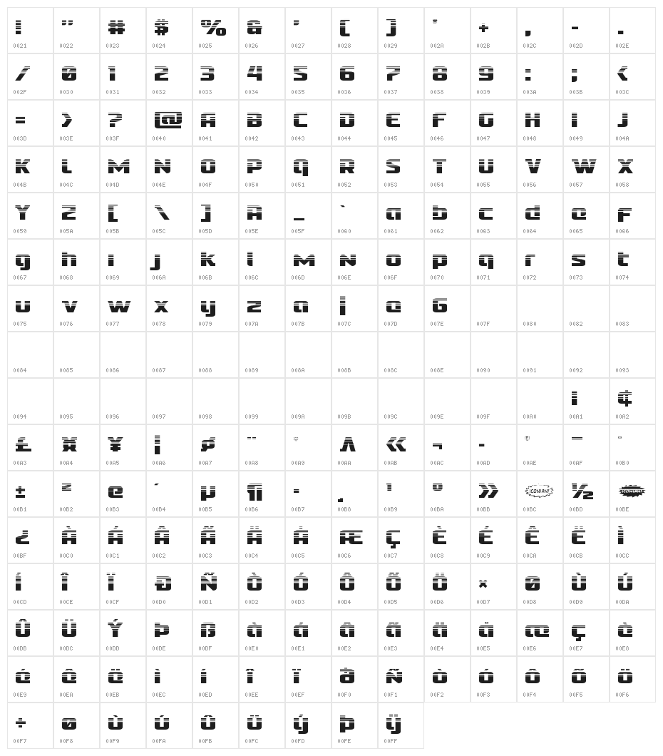 Cobalt Alien Halftone Character Map