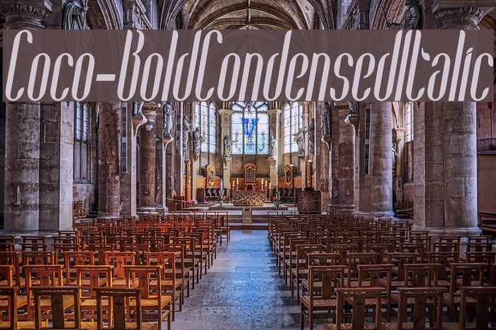 Coco-BoldCondensedItalic Font examples