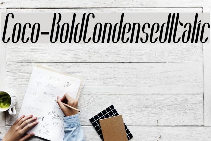 Coco-BoldCondensedItalic Font examples