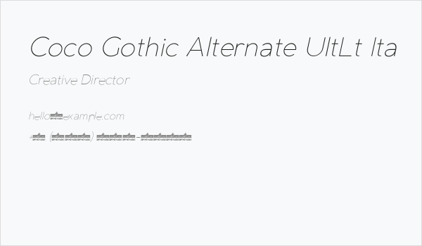 Coco Gothic Alternate UltLt Ita Business Card