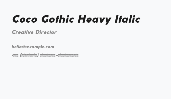Coco Gothic Heavy Italic Business Card