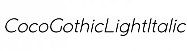 Coco Gothic Light Italic  नि: शुल्क फ़ॉन्ट्स डाउनलोड