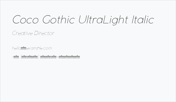 Coco Gothic UltraLight Italic Business Card