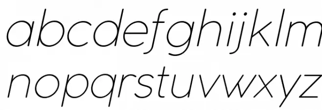 Coco Gothic UltraLight Italic Schriftart Kleinbuchstaben