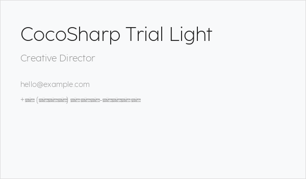 CocoSharp Trial Light Business Card